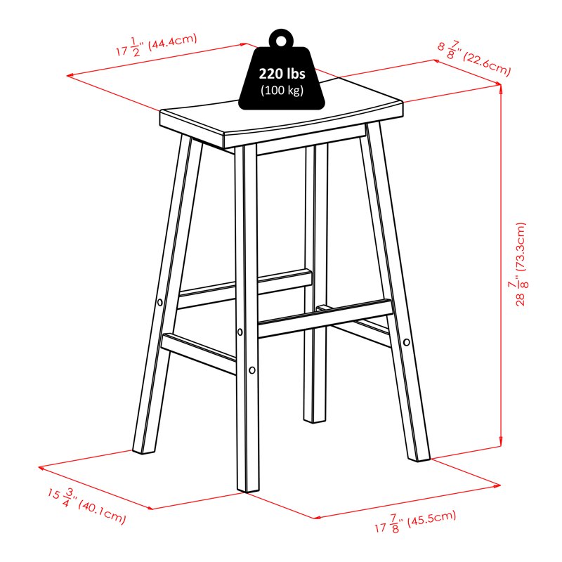 Saddle Seat Bar Stool - Beechwood, 29" Height, Natural Finish