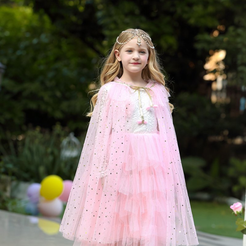 Pink Princess Dress Up Costume Set with Crown & Jewelry - S Size