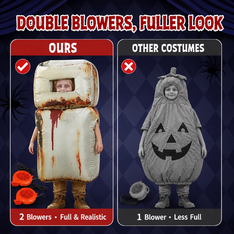 Inflatable Refrigerator Man Costume for Kids - Blow-Up Costume with LED Lights - Wonderstone