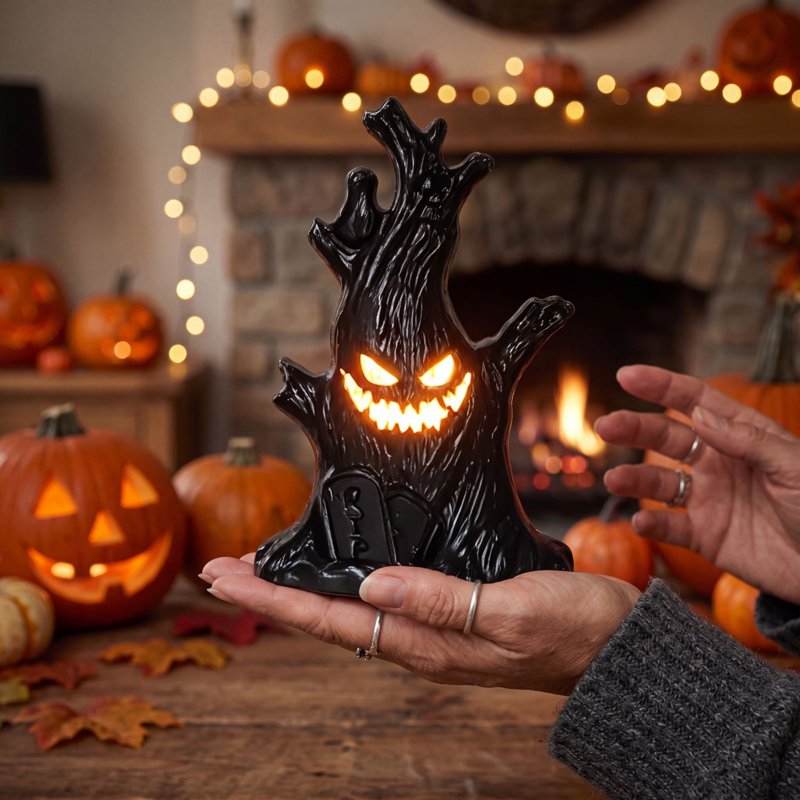 Black Tree Demon Halloween Lamp Eerie Table Decor Indoor Outdoor - Variation #314