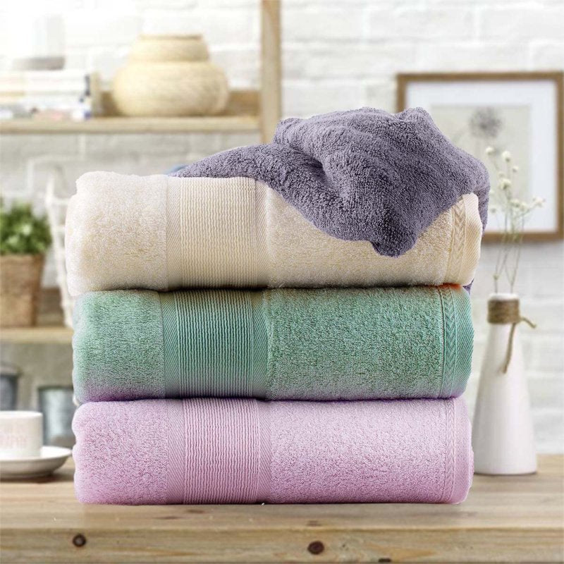 Green Cotton Blend Bath Towel Set of 2 - Soft, Absorbent, Quick-Dry 27x54