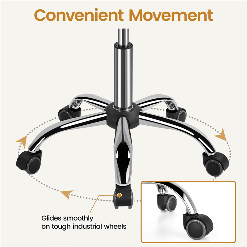Adjustable Rolling Salon Swivel Stool - Black