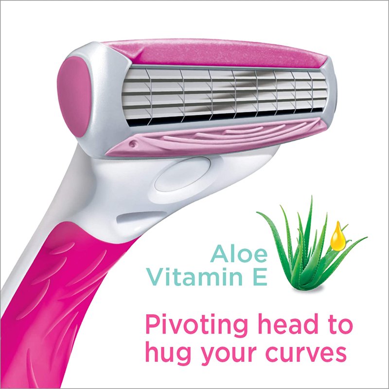 4-Blade Women's Razor Refills with Moisturizing Aloe Strip - 12 Count