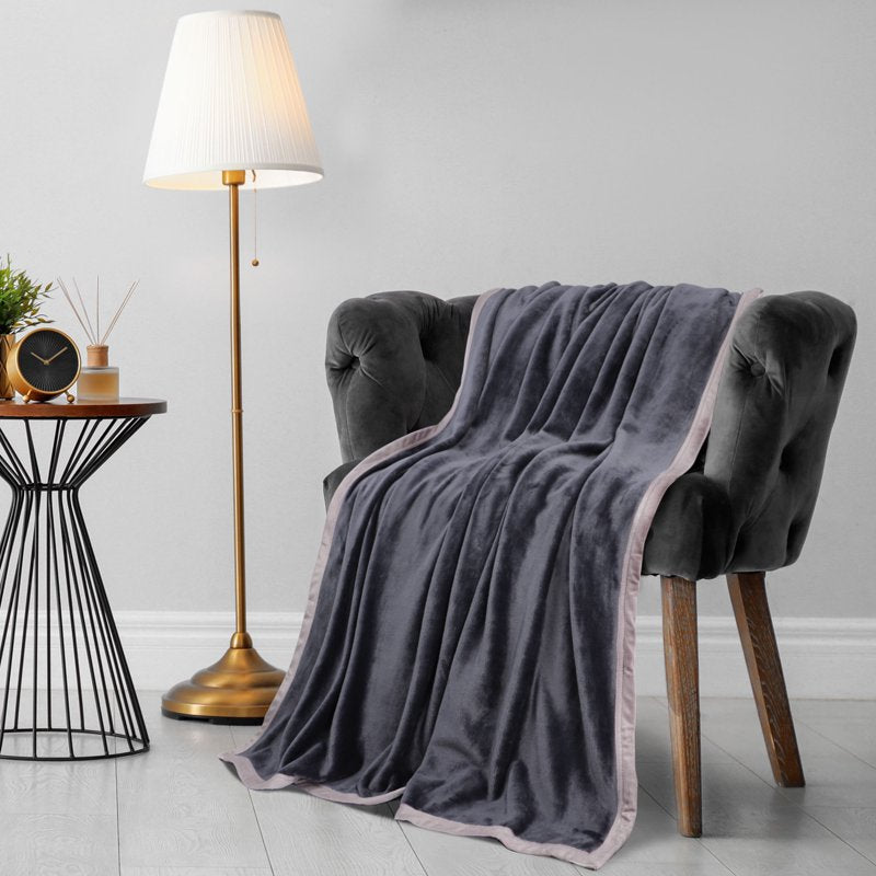 50x60 Inch Flannel Fleece Blanket in Slate Gray - Soft & Warm Bedding