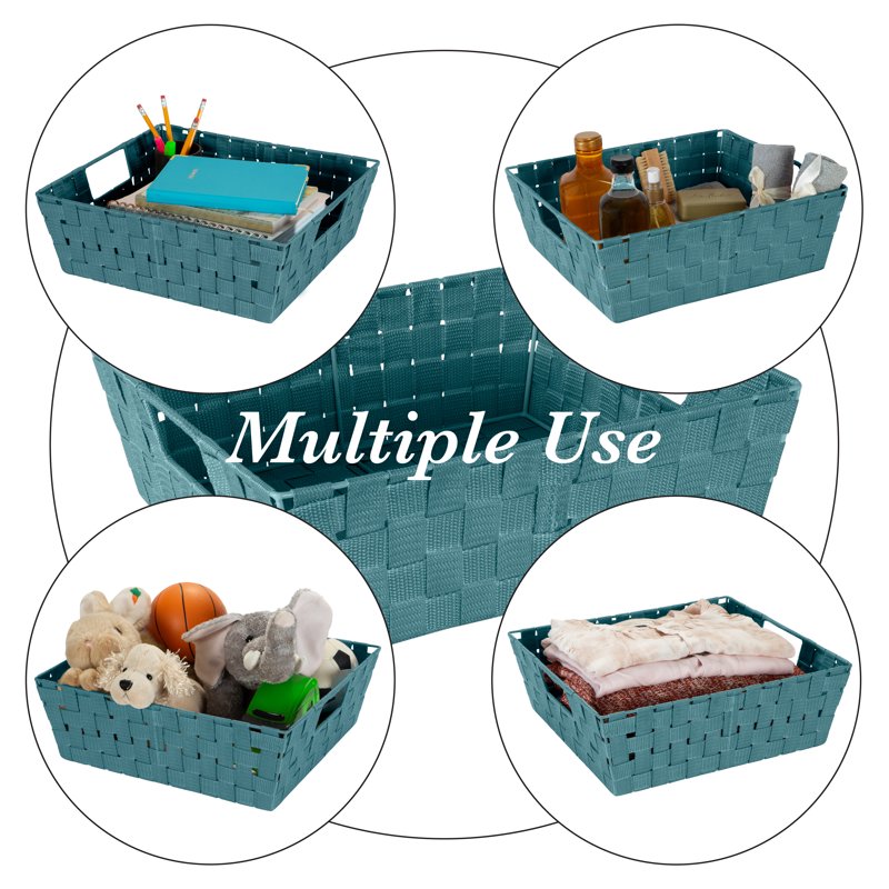 Large Sapphire Woven Storage Shelf Bin - Simplify Woven Shelf Organizer