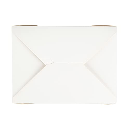 Restaurantware Bio Tek 98 Ounce Take Out Boxes 50 To Go Lunch Boxes - Tab-Lock Closure Heat-Tolerant White Paper Disposable Lunch Boxes Greaseproof For Hot And Cold Foods