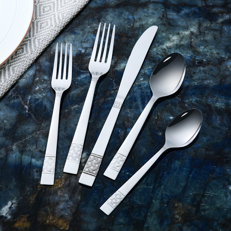 20 Piece Polished Stainless Steel Flatware Set - 6 Pack