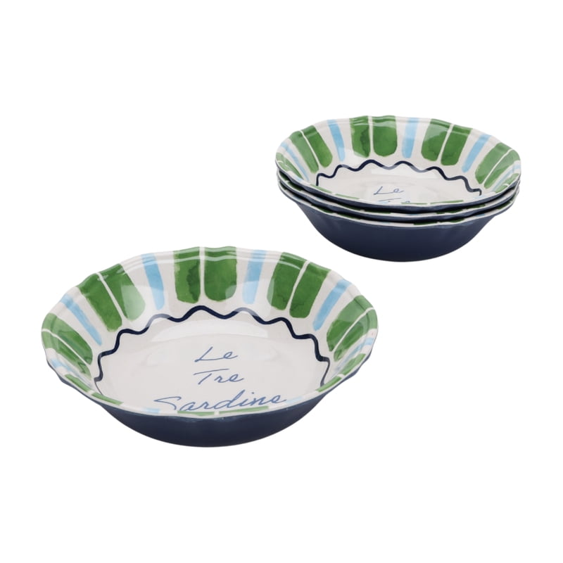 4-Piece Bamboo Melamine Cereal Bowl Set - Multi-Color