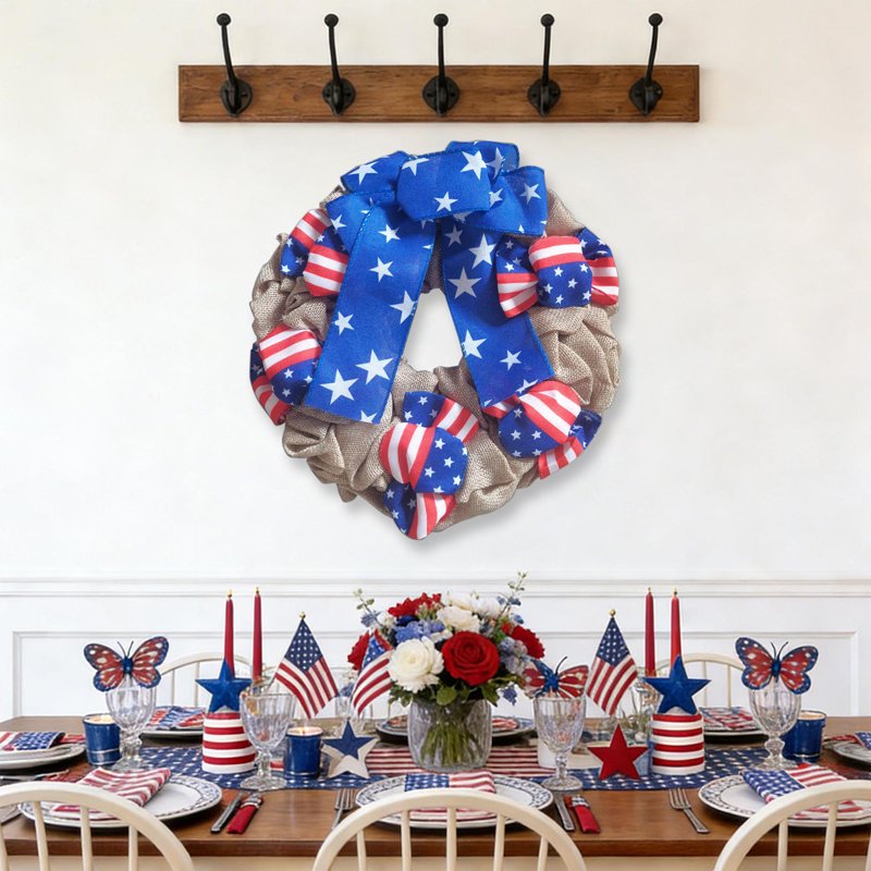 Patriotic Wreath Decorations - Independence Day, Veterans Day, Memorial Day, Flag Day - Variation E