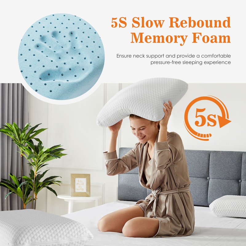 Memory Foam Pillow - Standard Size Bed Pillow for Sleeping - Comfortable & Supportive - 1 Pack - Variation 1