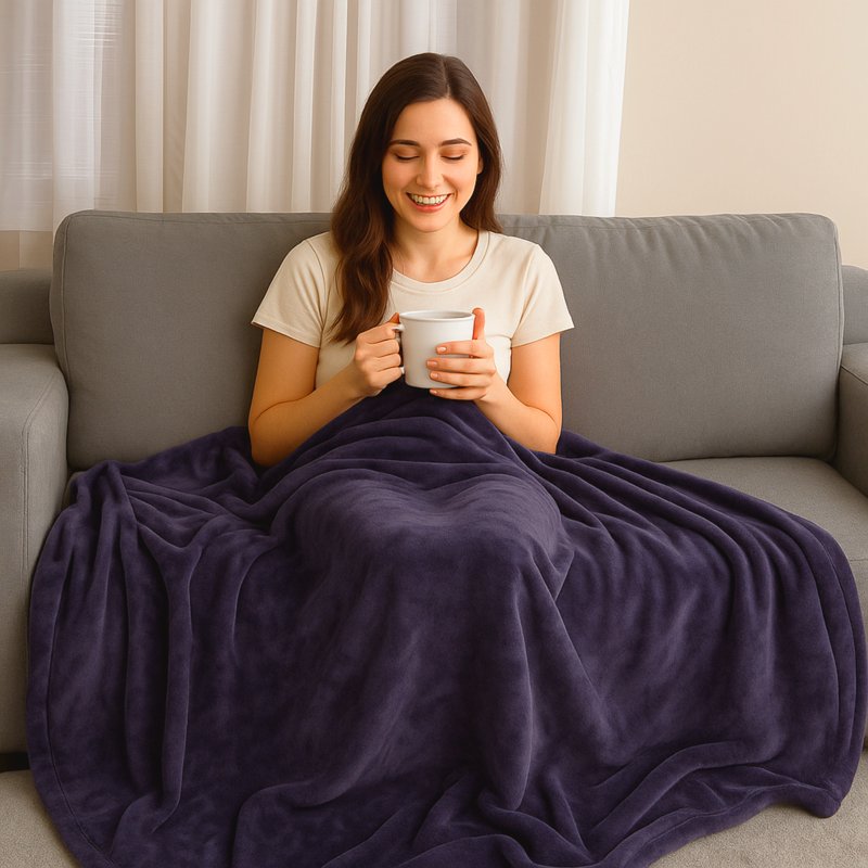 Purple Waterproof King Size Throw Blanket for Kids Pets Outdoors - 80x80