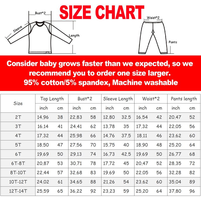 Kids Halloween Skeleton Pajamas Set - Glow in the Dark Boys Girls Sleepwear Size 14 - Skeleton Outline Print