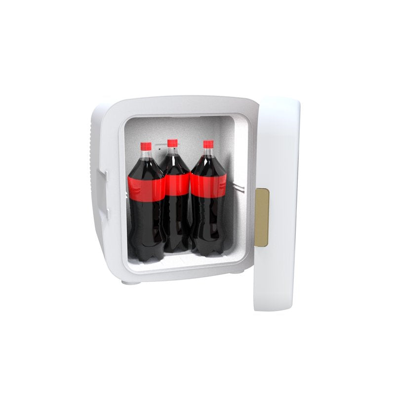 12 Can Mini Retro Fridge - Portable Beverage & Skincare Cooler - White