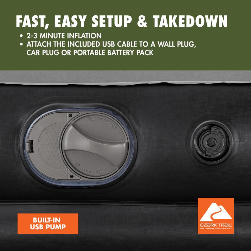 Twin Air Mattress with Built-In USB Pump - 75x38 Inch Portable Inflatable Bed