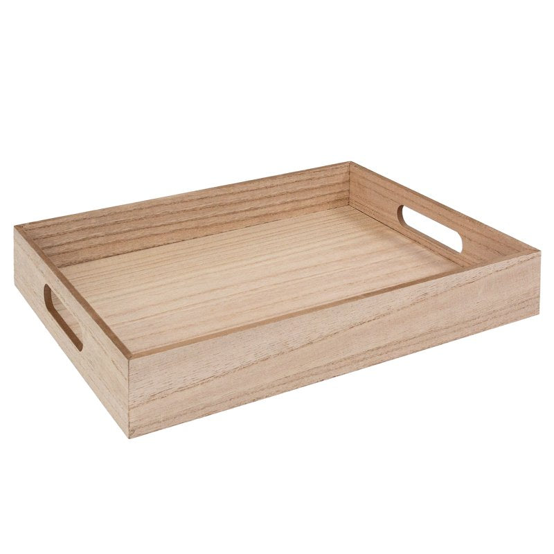 Customizable Wooden Decor Tray with Handles - 14x10x2 in.