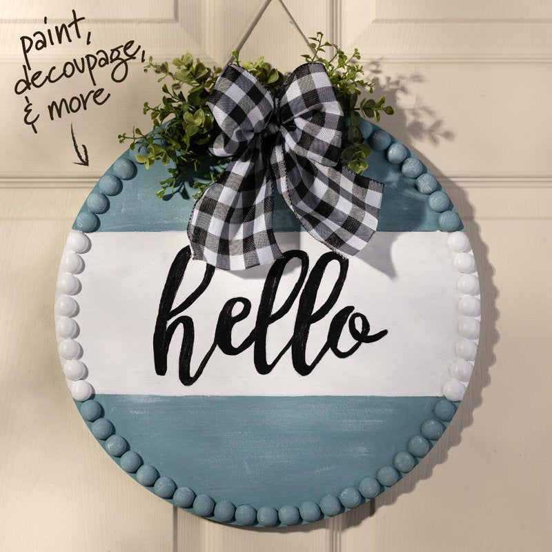 (3 Pack) 15-Inch Beaded Edge Wood Circle Plaque for DIY Home Decor - Unfinished Craft Surface with Jute Rope Hanger