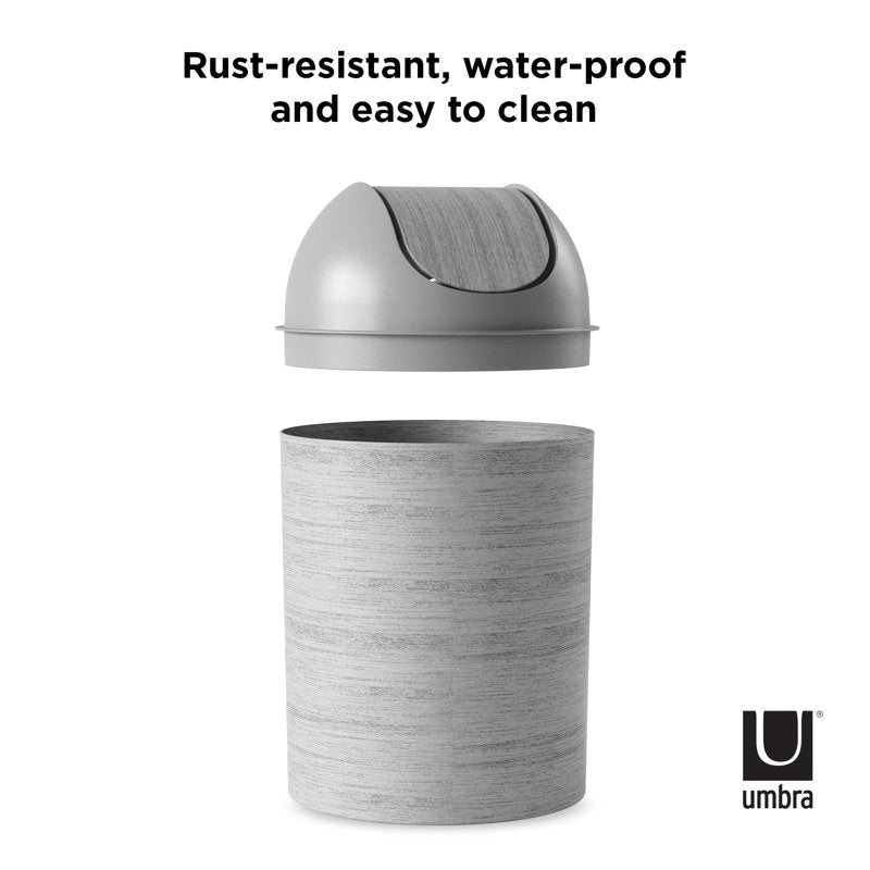 Mezzo 2.5 Gallon Swing Top Trash Can - Graywood Finish