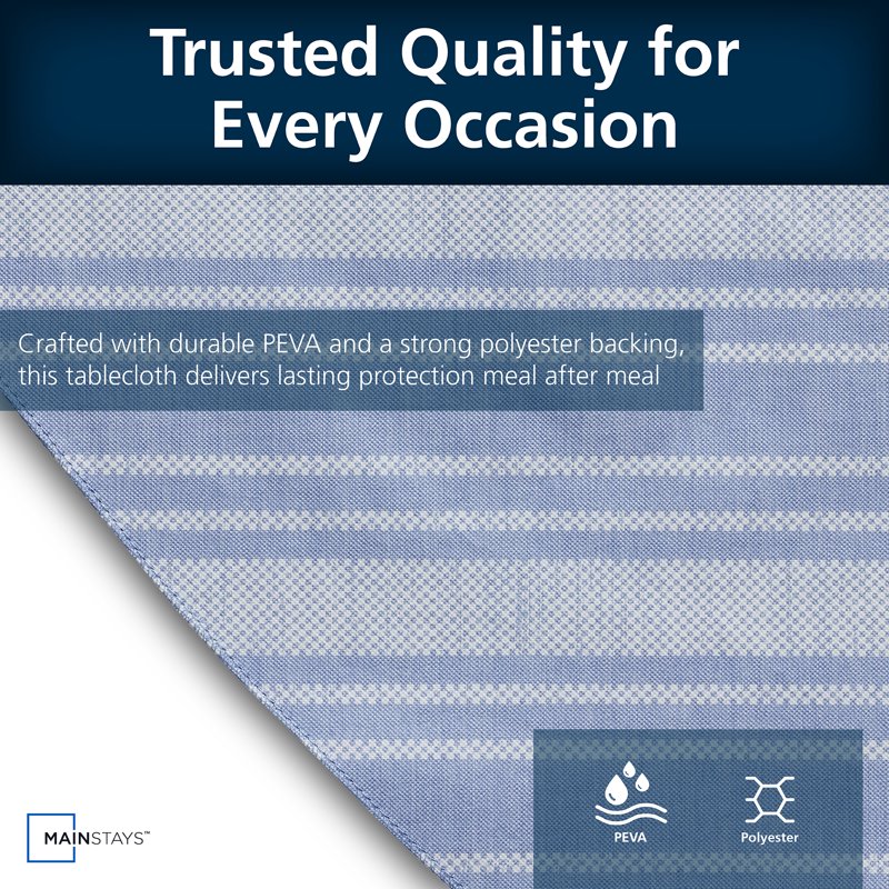 PEVA Indoor & Outdoor Tablecloth 70" Round - Saville Blue Stripe