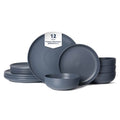 12-Piece Stoneware Dinnerware Set - Microwave & Dishwasher Safe, Stackable