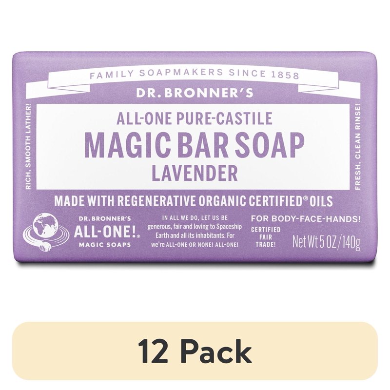 Lavender Pure-Castile Bar Soap - Organic Vegan Face and Body Soap