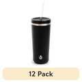 12-Pack Stainless Steel Ranger Tumbler 24oz with Straw - Black