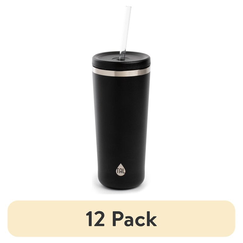 12-Pack Stainless Steel Ranger Tumbler 24oz with Straw - Black