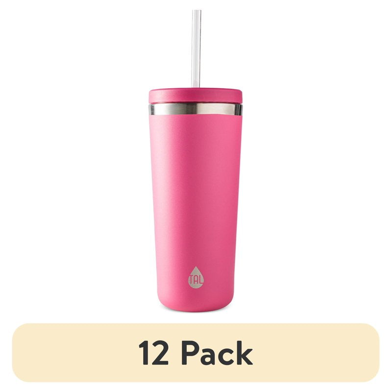 Stainless Steel Ranger Tumbler with Straw 24oz - Bright Pink, 12 Pack