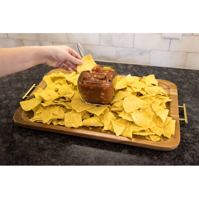 Acacia Wood Serving Tray with Gold Handles - 4 Pack