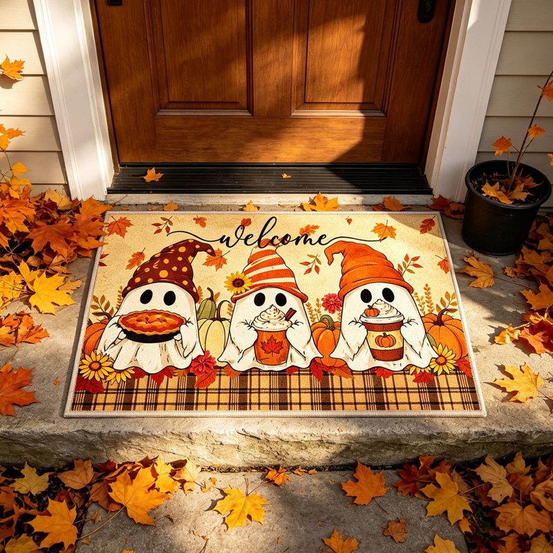 Halloween Doormat 15.7x23.6in Spooky Welcome Ghost Entry Floor Mat - Variation 42