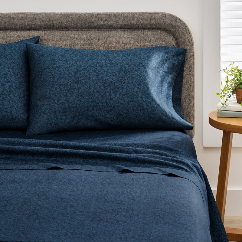 Performance 2-Piece Cotton Pillowcase Set - Otaki Floral Blue Cove, Standard/Queen