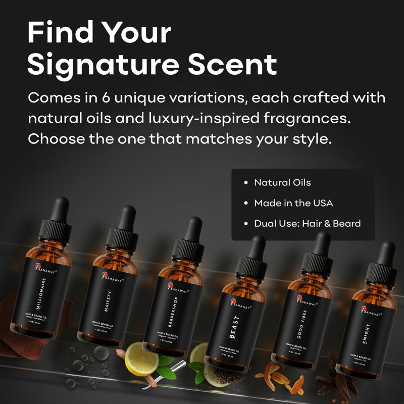 Natural Leave-in Hair & Beard Oil - Leather & Sandalwood, 2 oz