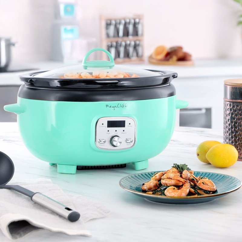 6.5 Quart Oval Electric Slow Cooker with Digital Panel & Removable Ceramic Pot