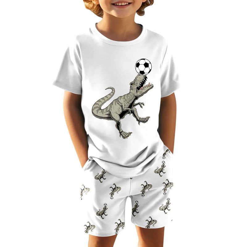 Kids Dinosaur Pajama Shorts Set - Toddler Boys Summer Sleepwear, Size 3-4 Years, Black