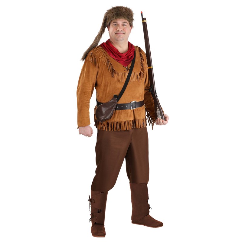 Plus Size Davy Crockett Costume for Men 4X Authentic Frontier Outfit
