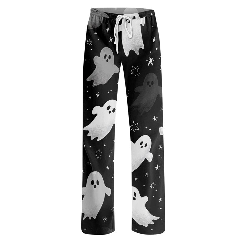 Women's Halloween Pajama Pants - Black, S - Soft Lounge Bottoms with Drawstring
