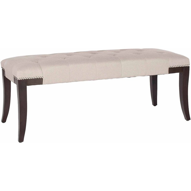 Classic Glam Upholstered Bench with Nail Heads - Taupe
