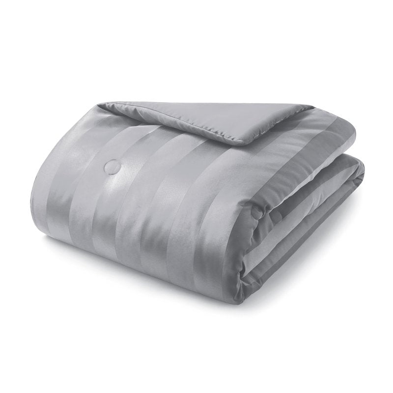 Mainstays 5-Piece Damask Stripe Comforter Set - Full/Queen, Silver
