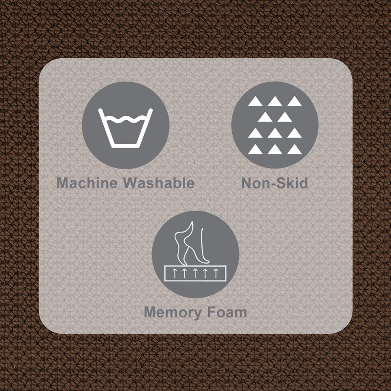 Cotton Memory Foam Bath Rug - Brown Basket, 20x34 Inches, Non-Slip
