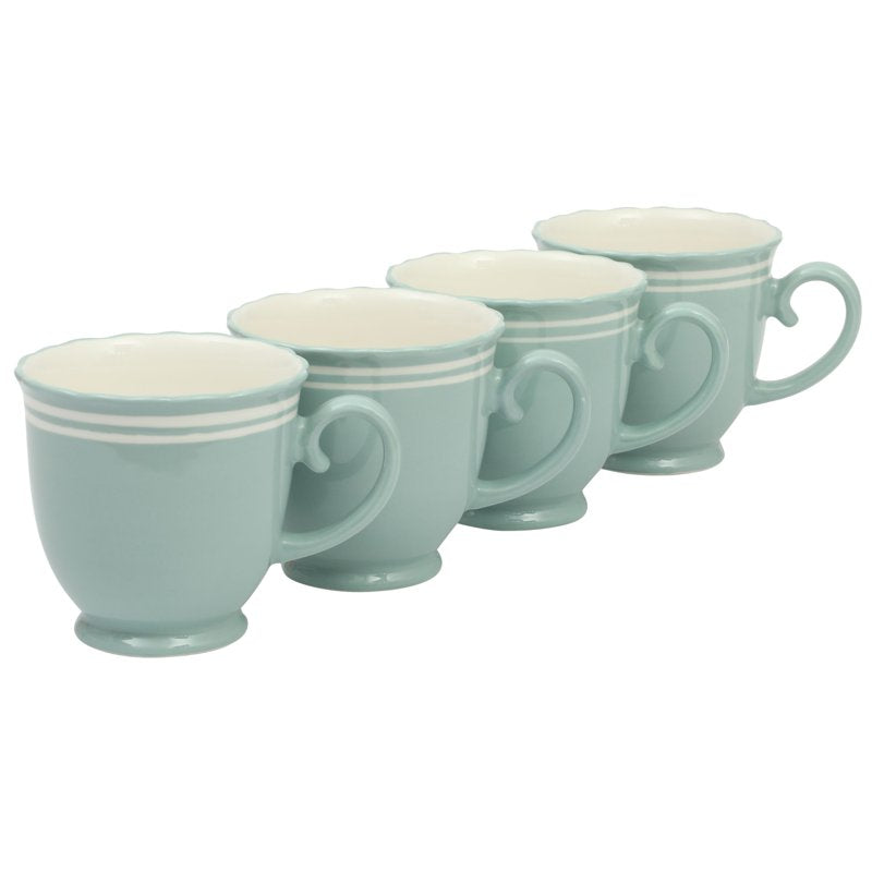 Ainsley Ceramic Mug Set - Sage Blue, 4-Pack