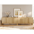 126" Modern Accent Cabinet with 8 Doors & Adjustable Shelves - Oak, 2 Pack
