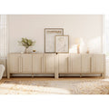 126" Modern Accent Cabinet with 8 Doors & Adjustable Shelves - Beige, 2 Pack