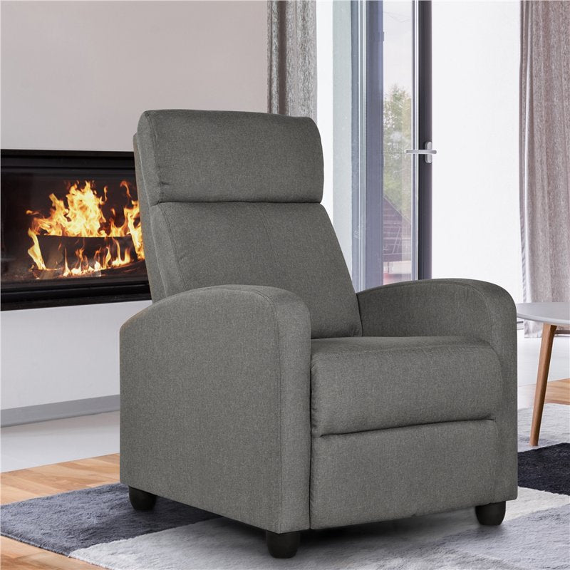 Push Back Theater Recliner Chair with Adjustable Footrest - Multiple Colors