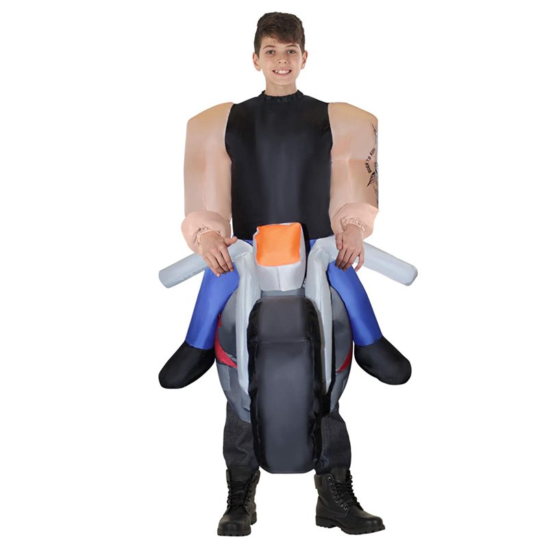 Morph Kids Inflatable Biker Ride On Costume Boys Hell`s Angel