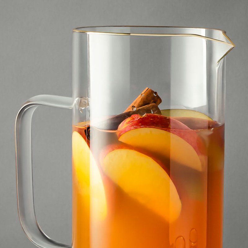 Harvest Pitcher and Drinking Glass Set - 5-Piece Gold Rim