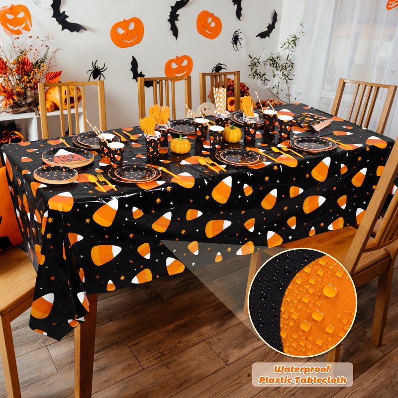 Halloween Candy Corn Disposable Tableware Set for 24 Guests - Plates Cups Napkins & Cutlery