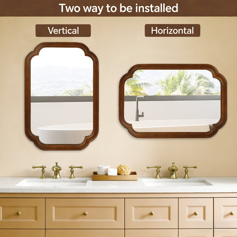 24x36 Inch Solid Wood Frame Decorative Mirror - Dark Walnut