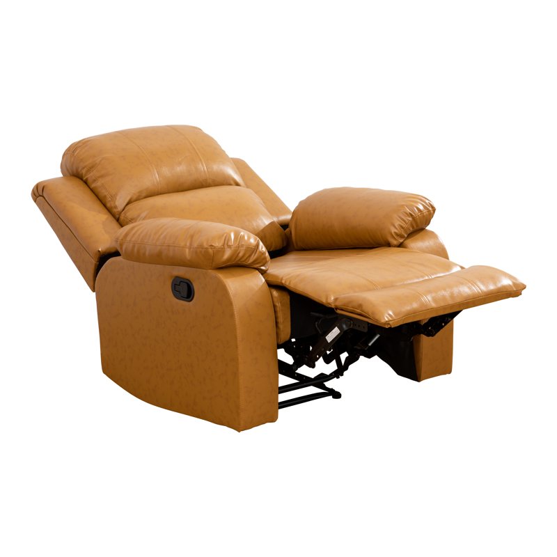 Overstuffed Vegan Leather Recliner Chair - Blue