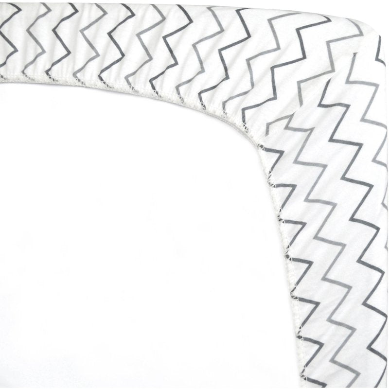 Fitted Crib Sheets 2 Pack - 100% Cotton, Hypoallergenic, Gray Stars & Zigzag, 52x28 Inches - Soft & Breathable Baby Bedding