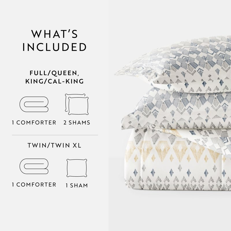 King Down Alternative Comforter Set with Mayan Stamp Pattern - Gray Reversible Bedding