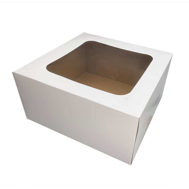 White Cake Boxes with Windows - 12x12x6 Inch, 2 Count
